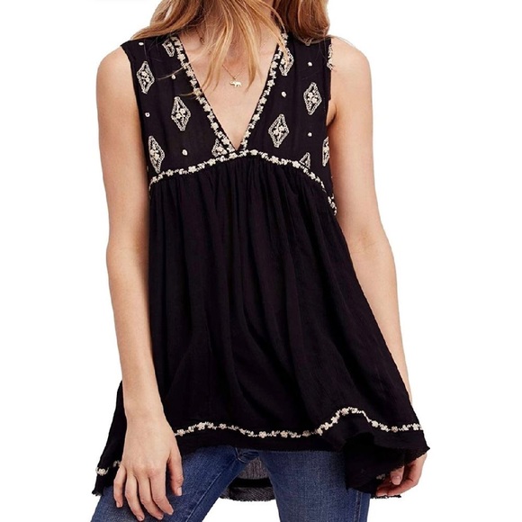 Free People Embroidered Sleeveless Top - Picture 8 of 8